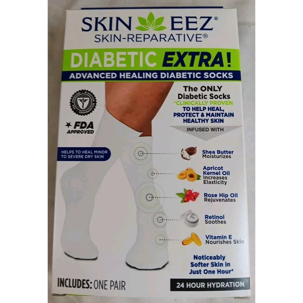 Skin Eez Unisex Skin Reparative Adv.‎ Healing Diabetic Socks Moisturizing L/XL